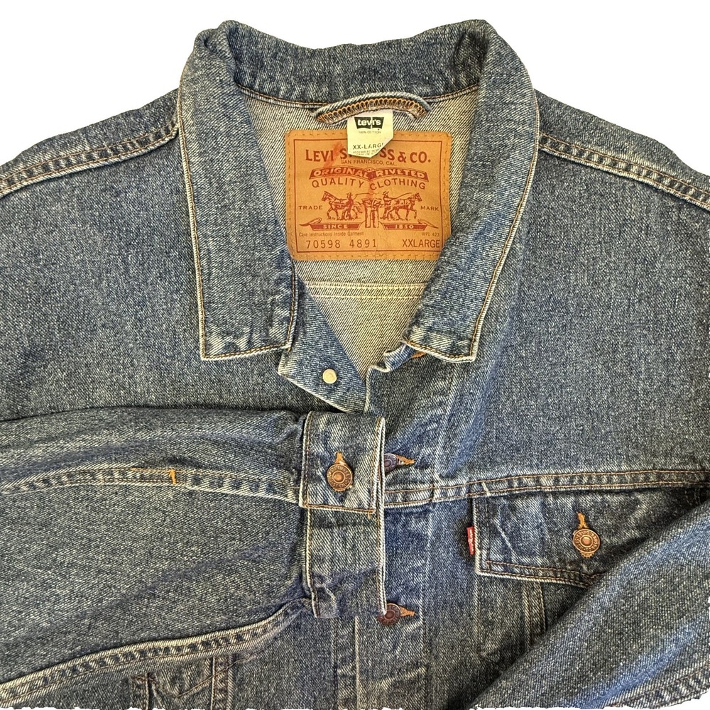 Vintage Levi's Trucker Denim Jacket Mens XXL 90s (1993) Mexico 70598 4891